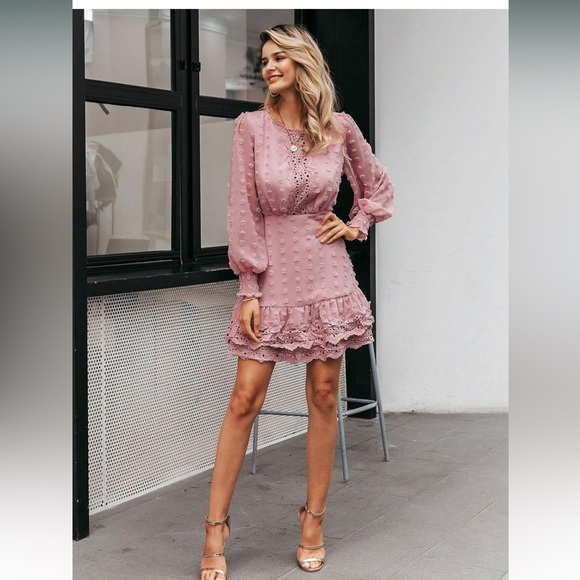 Simplee Dusty Pink Dress Size Large - Picture 2 of 7